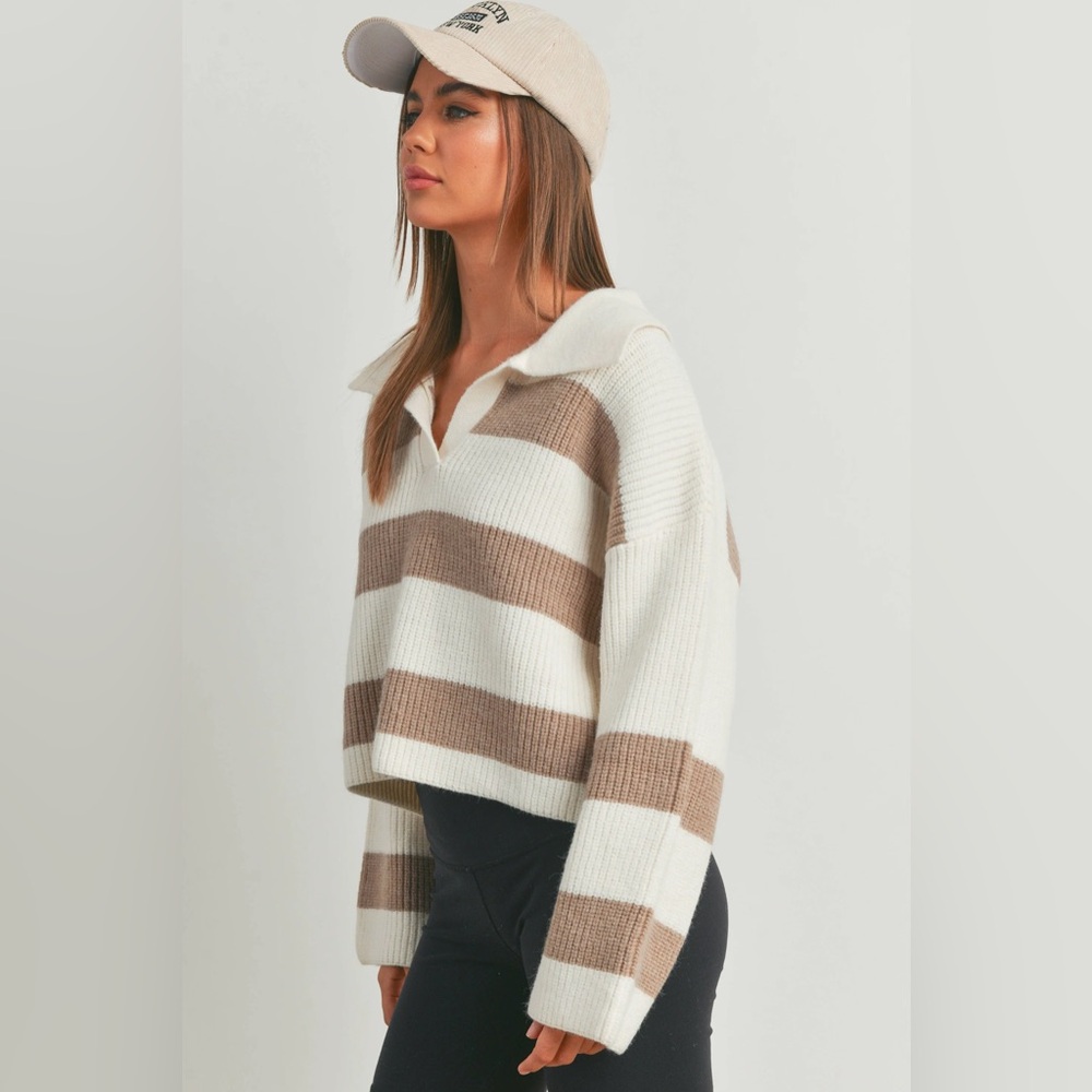 Striped Brown and Cream Women's Sweater